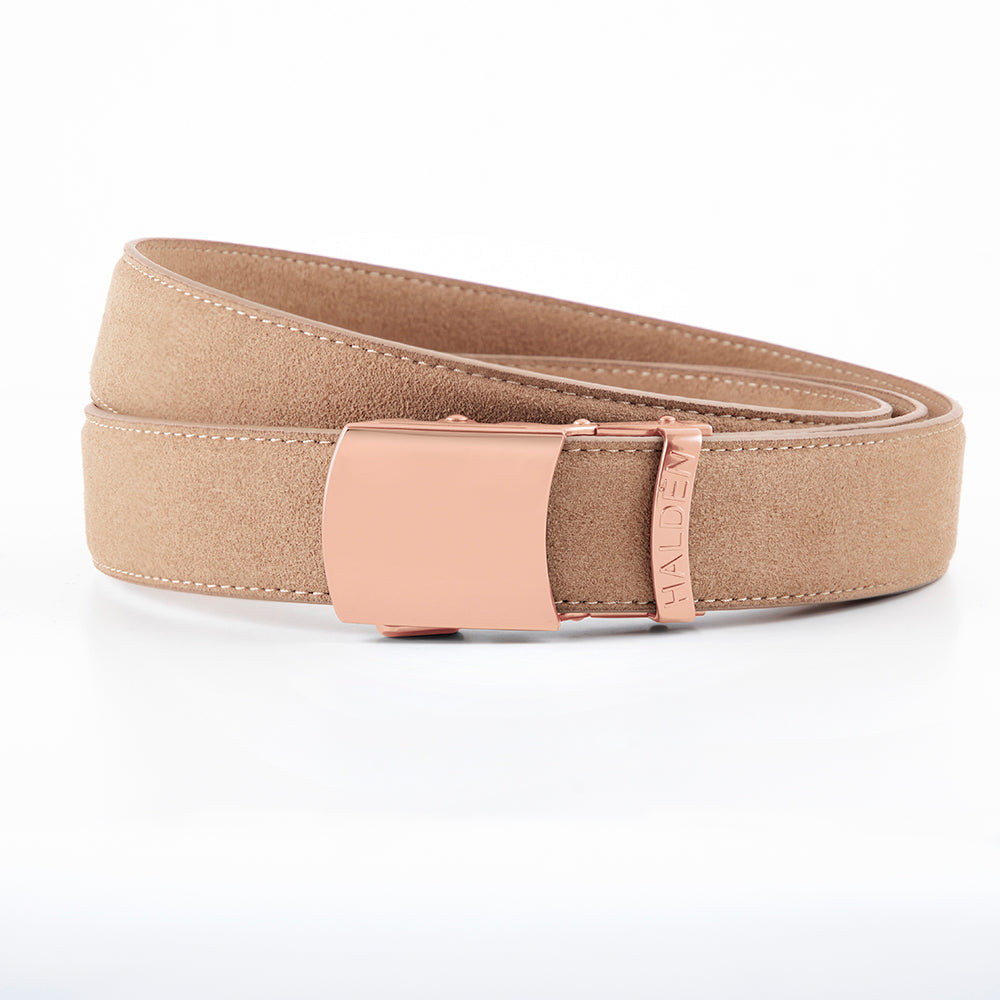 Micro fiber suede light camel with vintage buckle