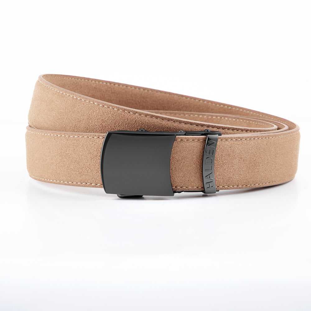 Micro fiber suede light camel with vintage buckle