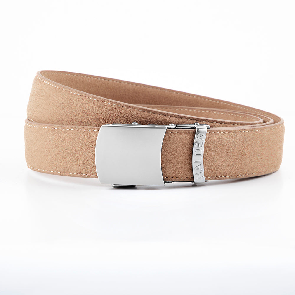 Micro fiber suede light camel with vintage buckle
