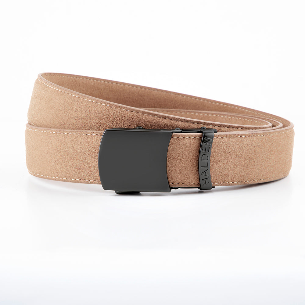 Micro fiber suede light camel with vintage buckle