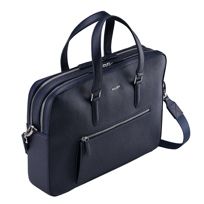 HARRINGTON BLUE LAPTOP BAG - SAFFIANO