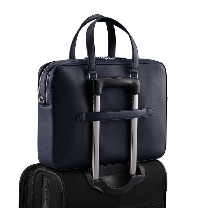 HARRINGTON BLUE LAPTOP BAG - SAFFIANO