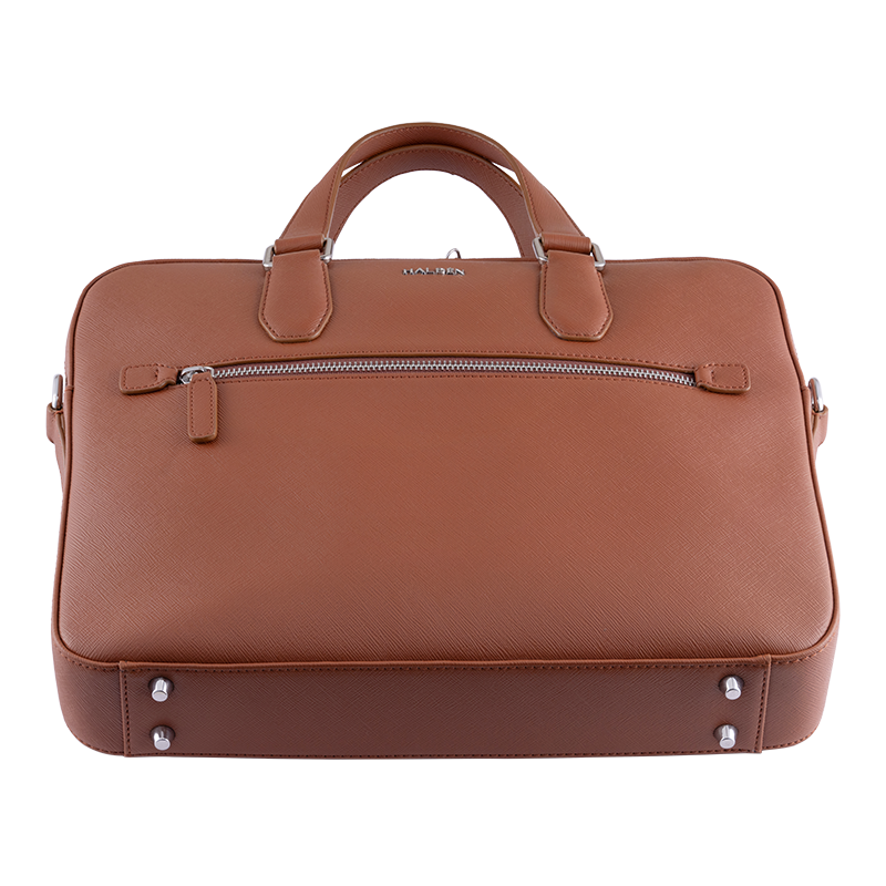 BELFORD TAN LAPTOP BAG - SAFFIANO