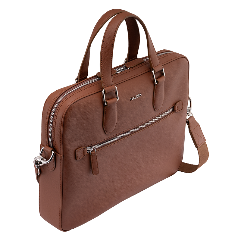 BELFORD TAN LAPTOP BAG - SAFFIANO