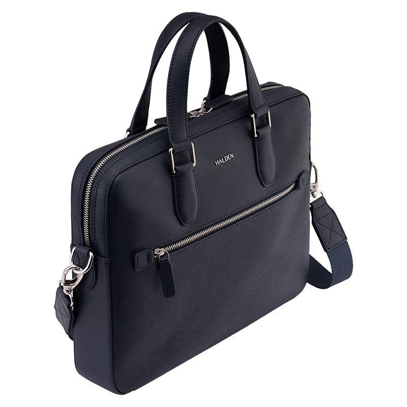 BELFORD BLUE LAPTOP BAG - SAFFIANO