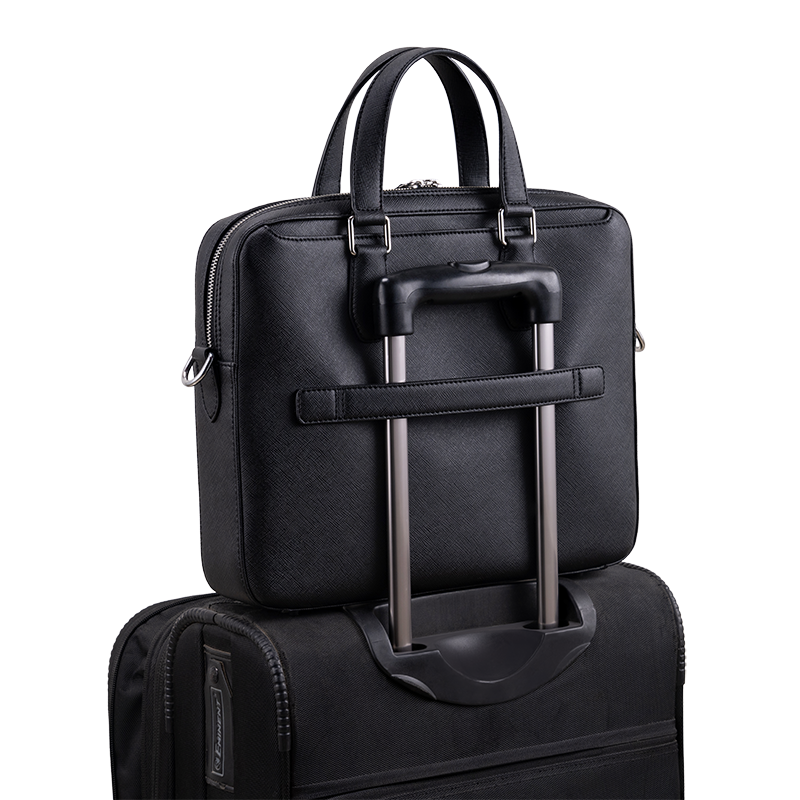 BELFORD BLACK LAPTOP BAG - SAFFIANO