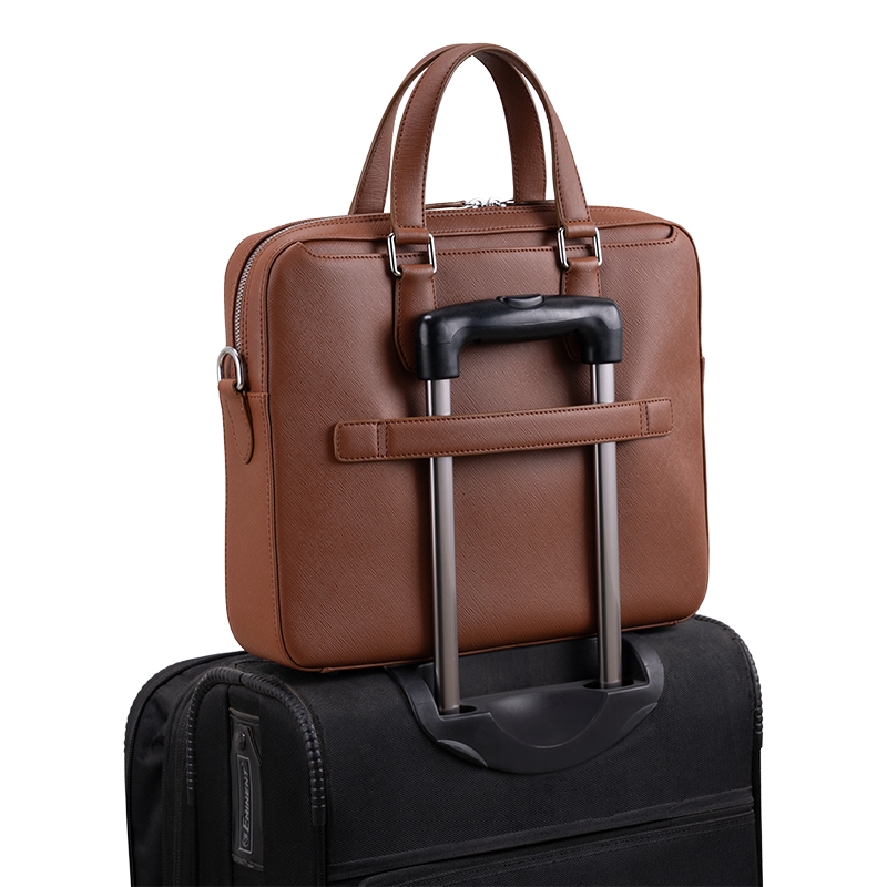 BELFORD TAN LAPTOP BAG - SAFFIANO