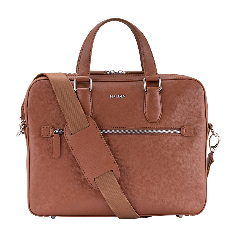 BELFORD TAN LAPTOP BAG - SAFFIANO