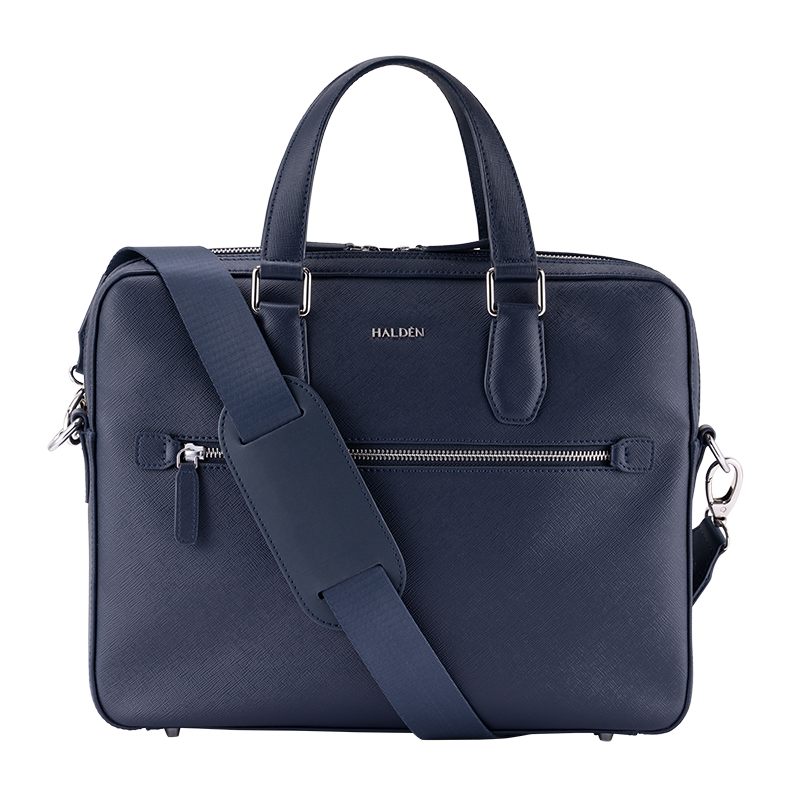 BELFORD BLUE LAPTOP BAG - SAFFIANO