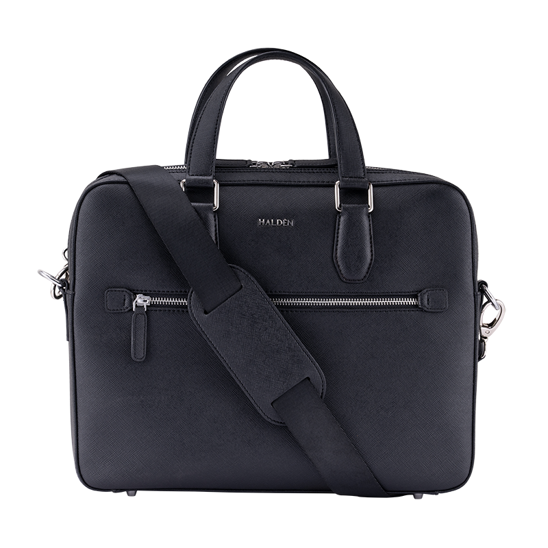 BELFORD BLACK LAPTOP BAG - SAFFIANO