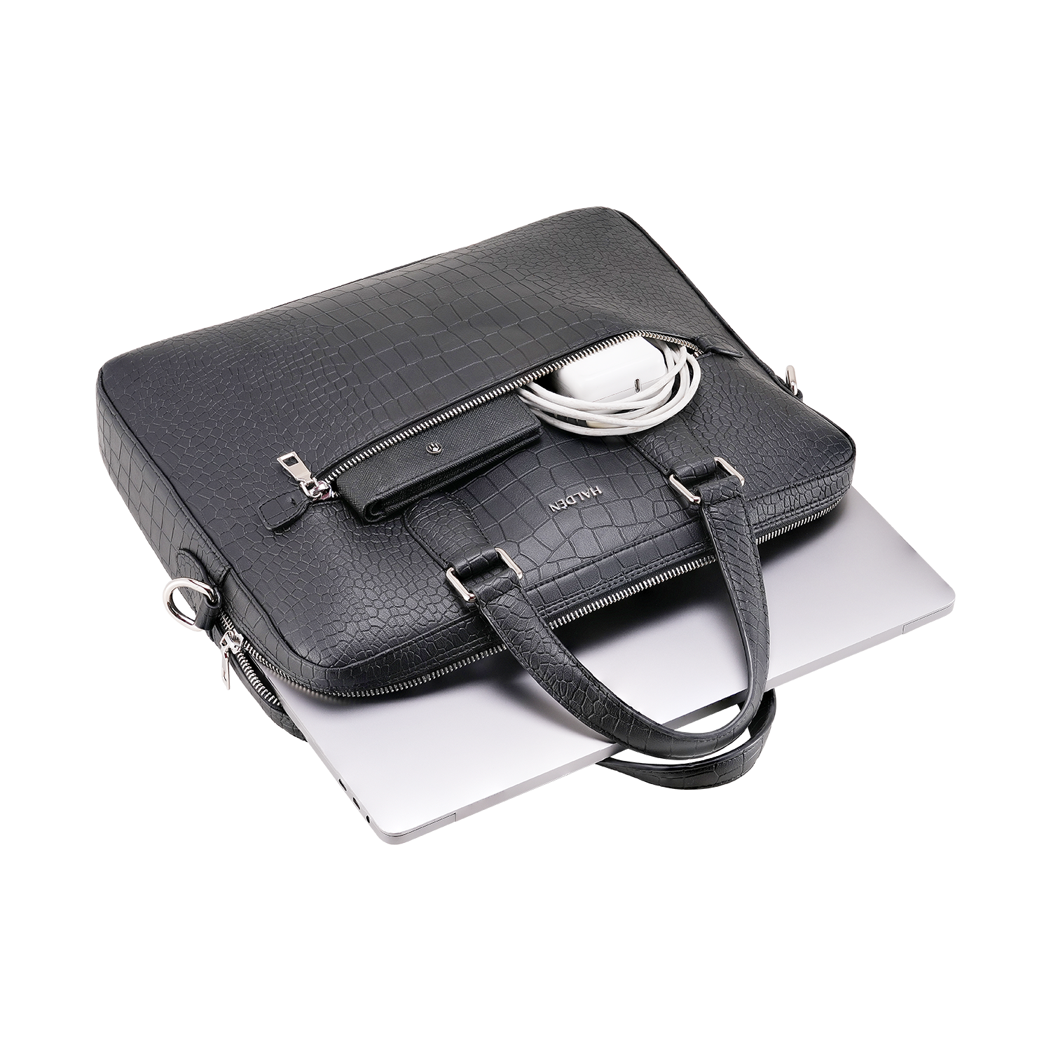 Mayson Black Laptop Bag - Croc