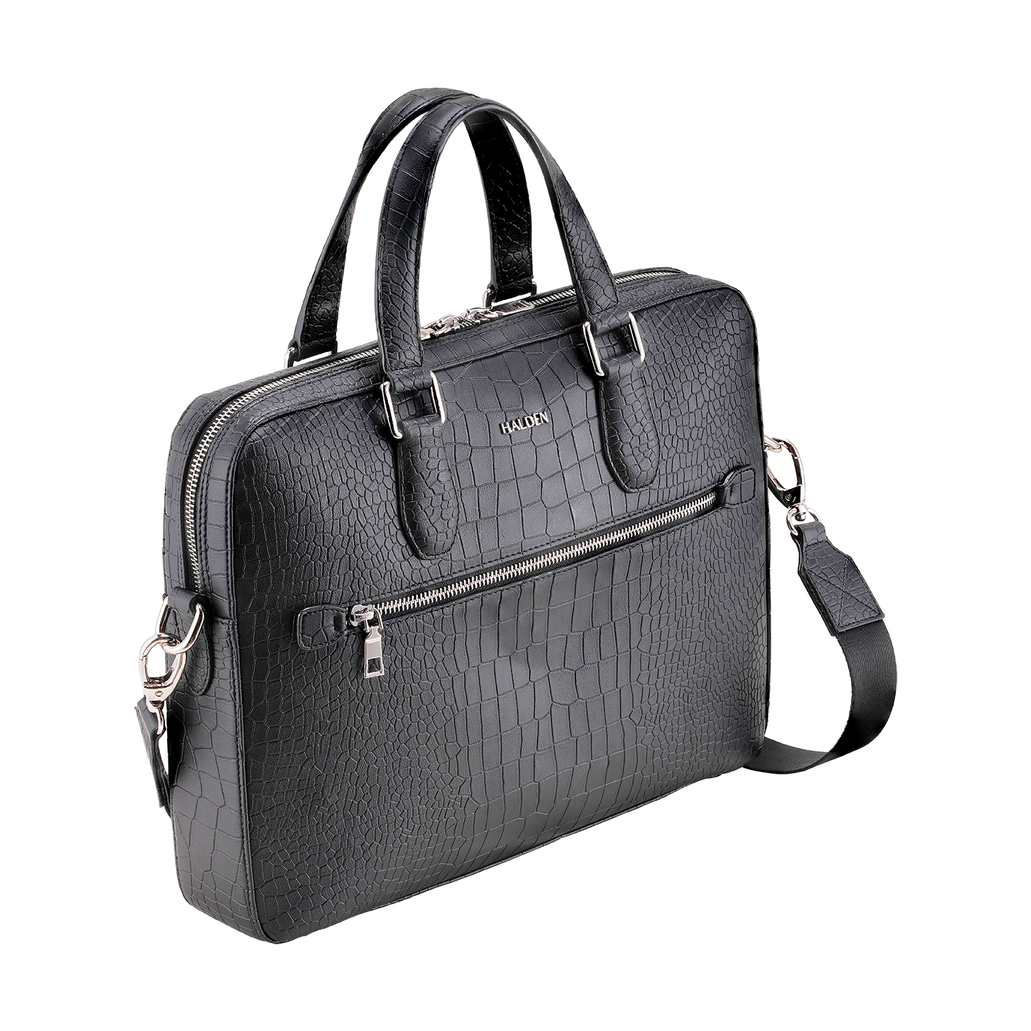 Mayson Black Laptop Bag - Croc