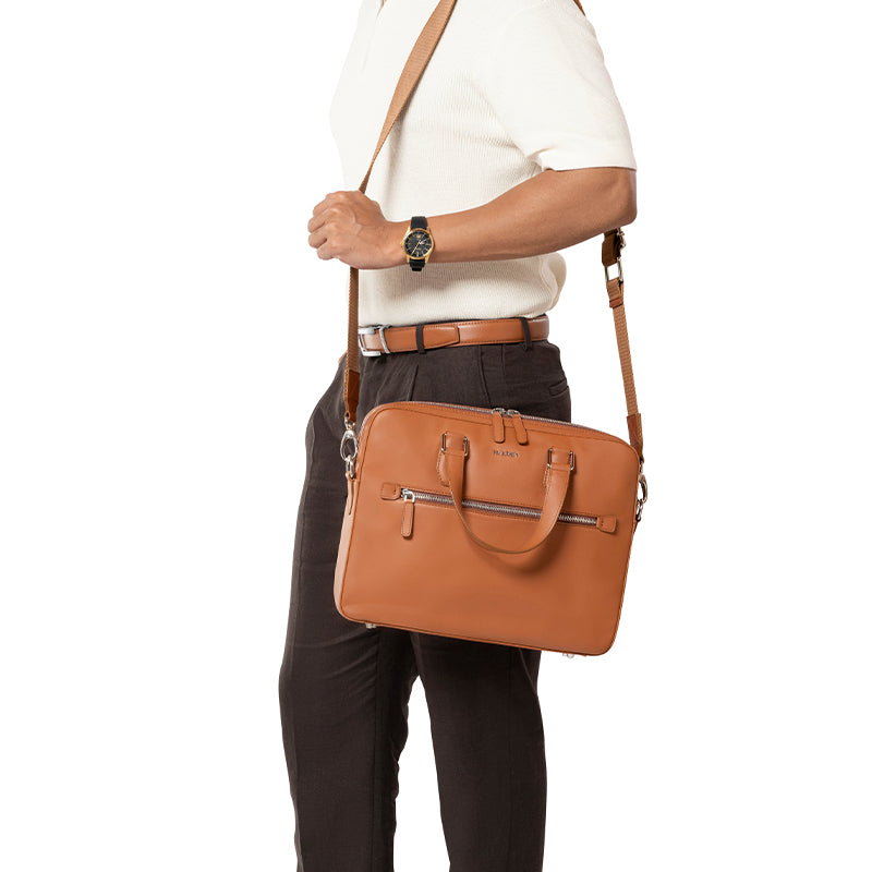 MONARCH TAN LAPTOP BAG - PLAIN
