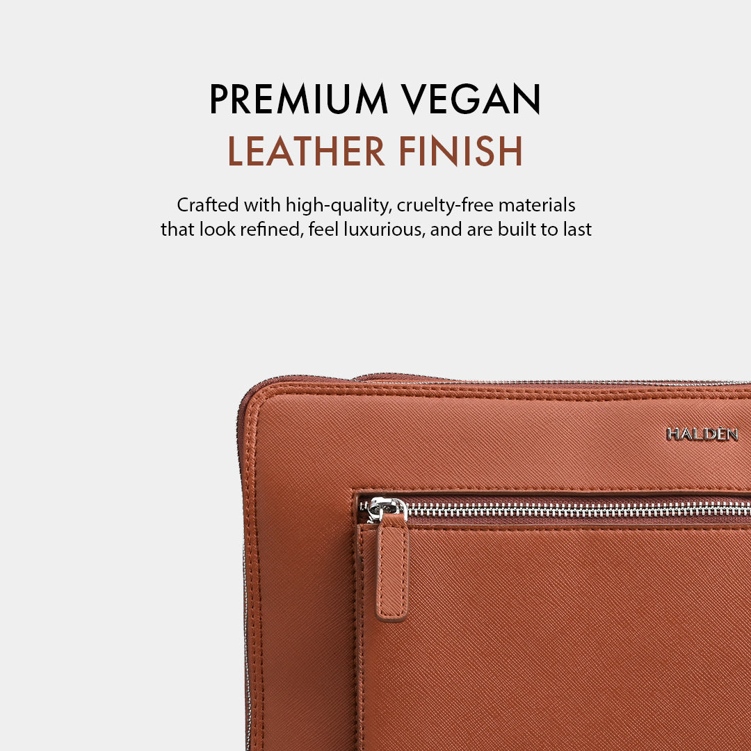 RYDEN TAN LAPTOP BAG - SAFFIANO
