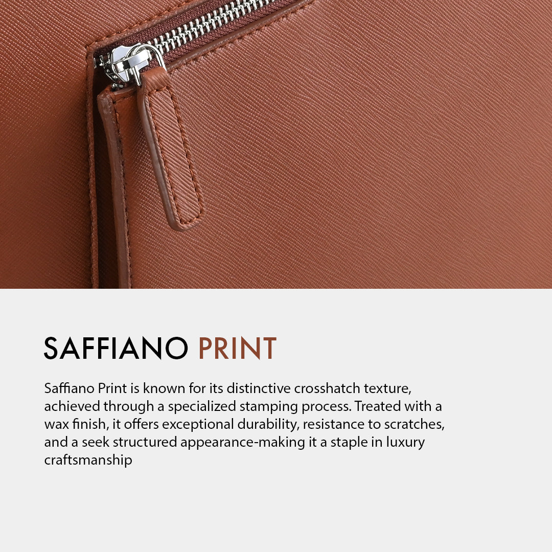 RYDEN TAN LAPTOP BAG - SAFFIANO