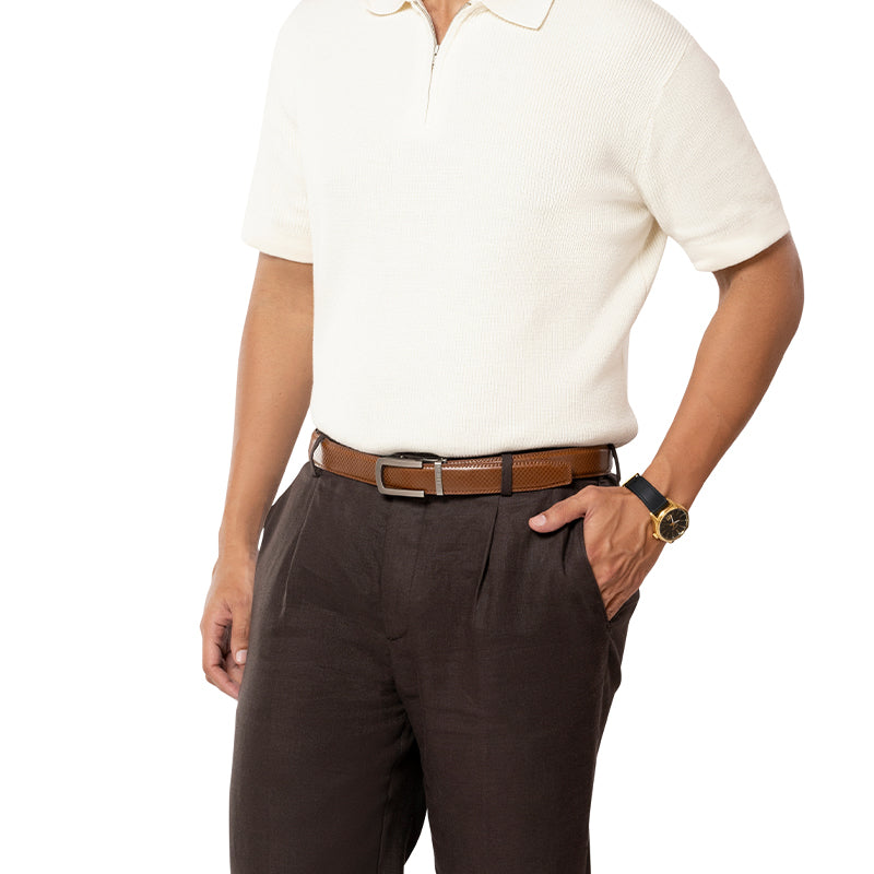 Theo Tan with classic buckle