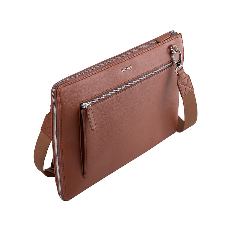 RYDEN TAN LAPTOP BAG - SAFFIANO