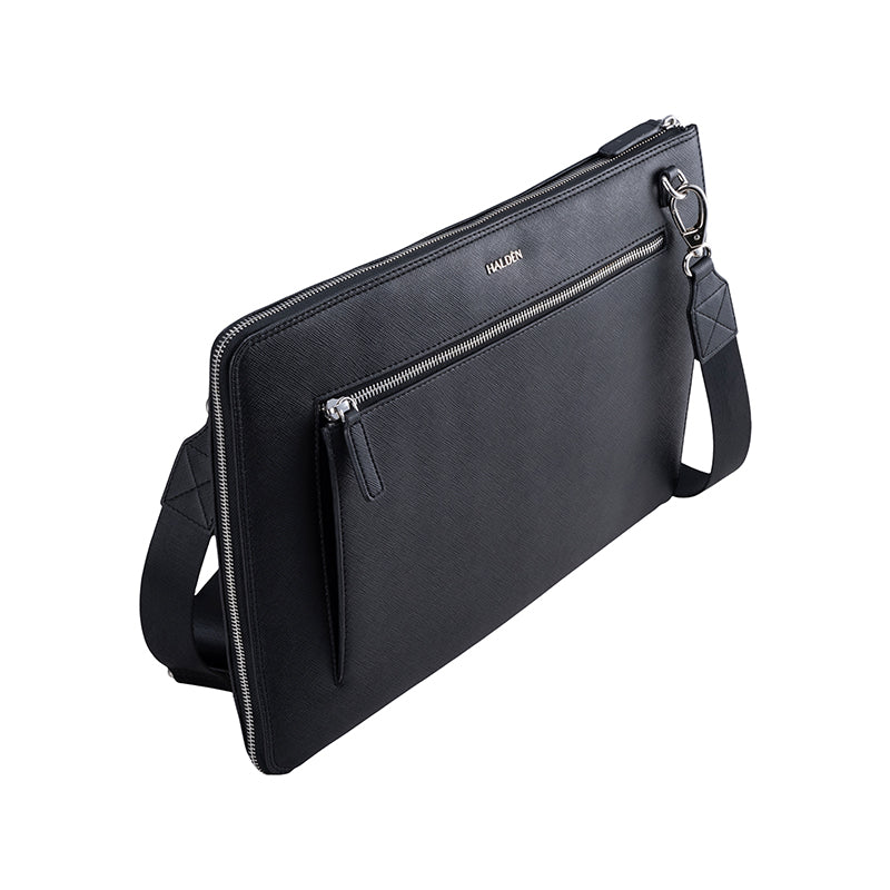 RYDEN BLACK LAPTOP BAG - SAFFIANO