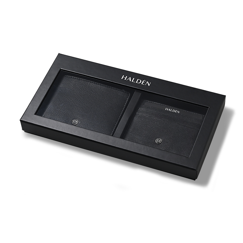 🎁 Men's Wallet & Cardholder Leather Set - Black