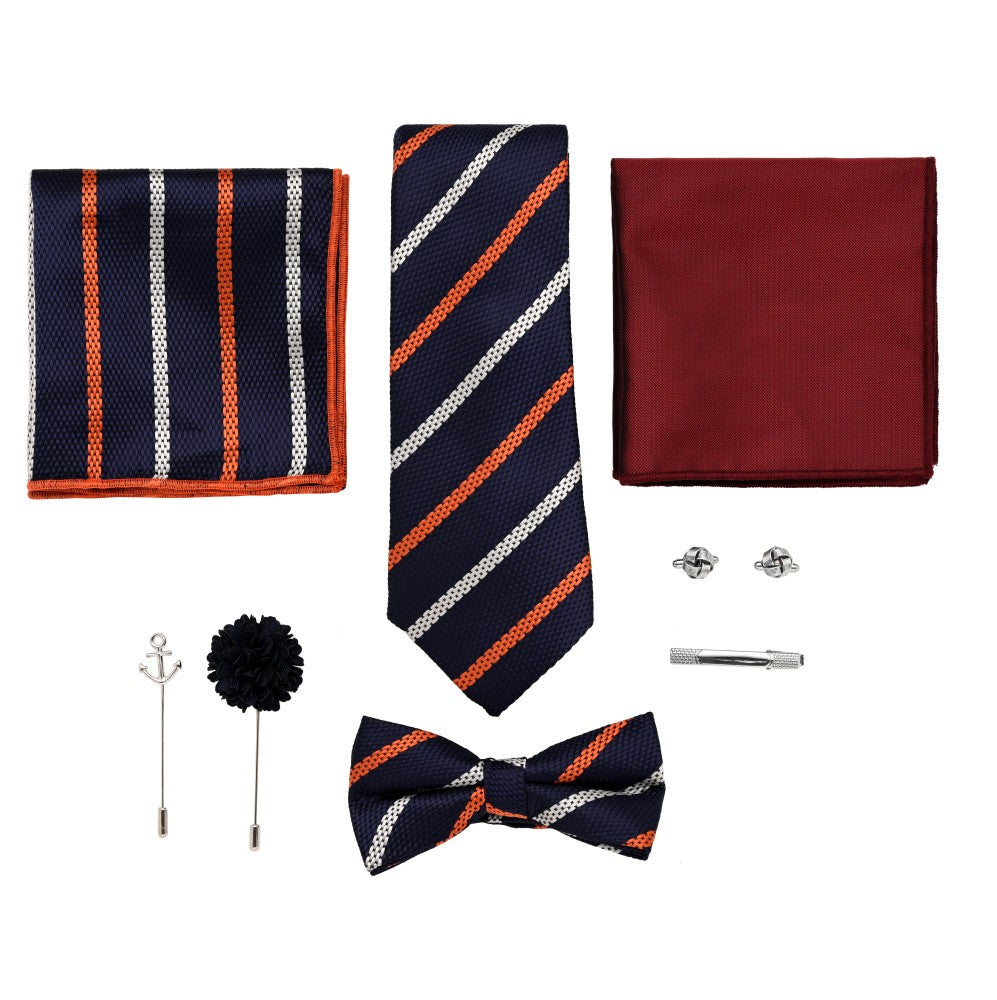 Tri color Striped Tie Set