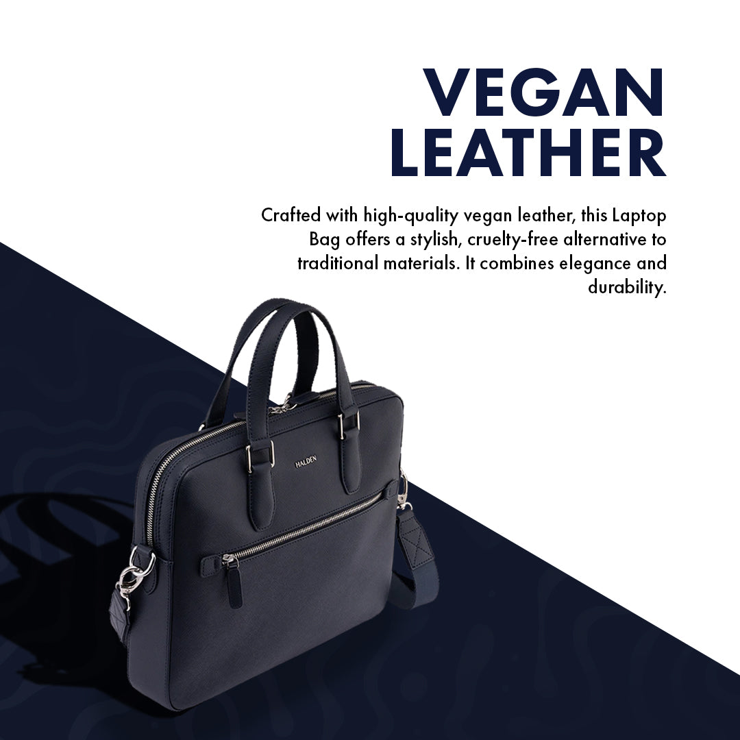BELFORD BLUE LAPTOP BAG - SAFFIANO