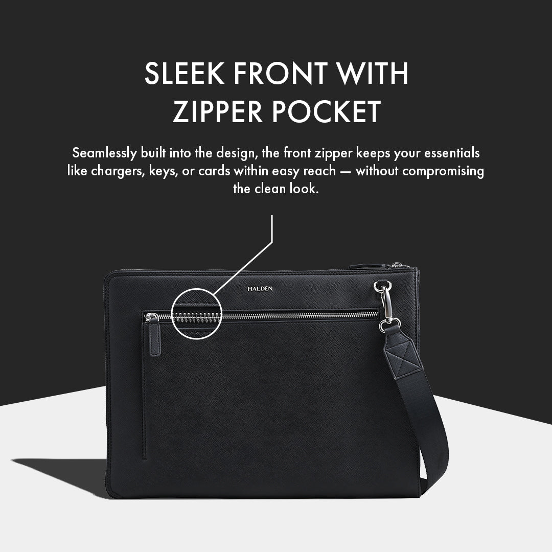 RYDEN BLACK LAPTOP BAG - SAFFIANO