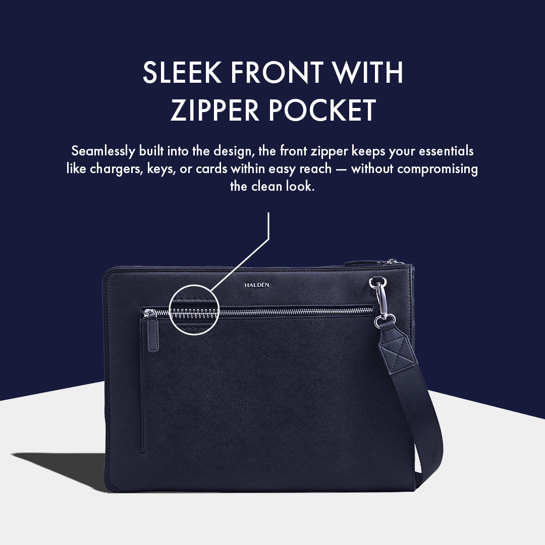 RYDEN BLUE LAPTOP BAG - SAFFIANO