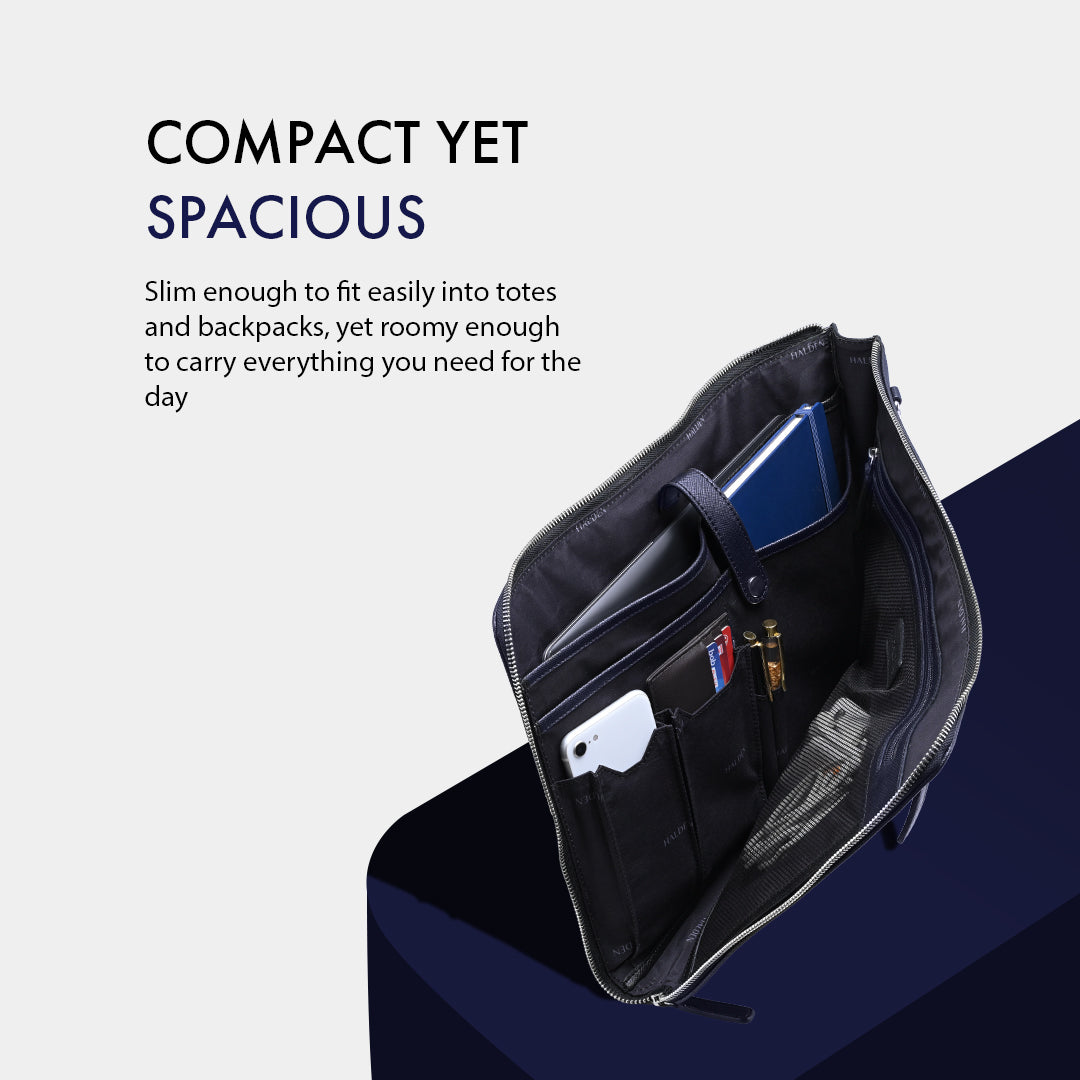 RYDEN BLUE LAPTOP BAG - SAFFIANO