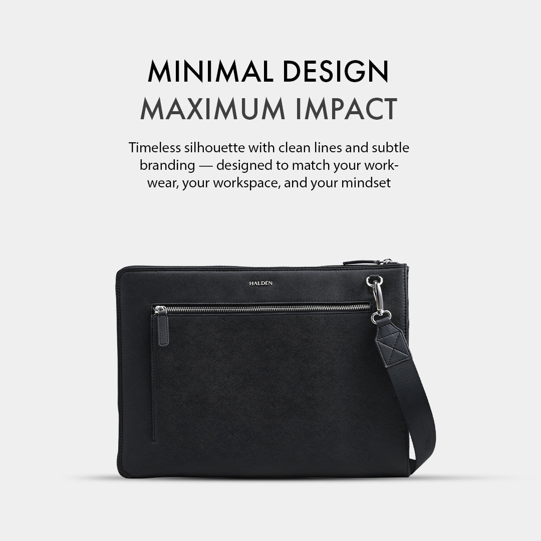 RYDEN BLACK LAPTOP BAG - SAFFIANO