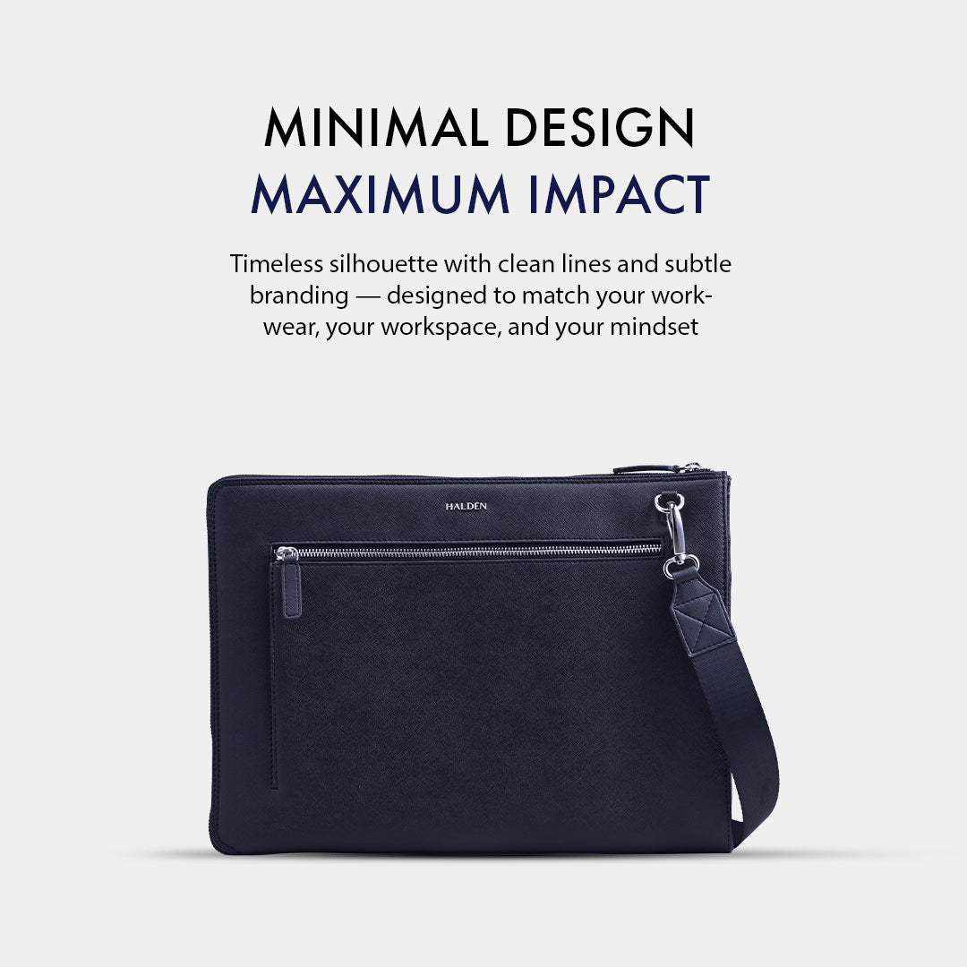 RYDEN BLUE LAPTOP BAG - SAFFIANO