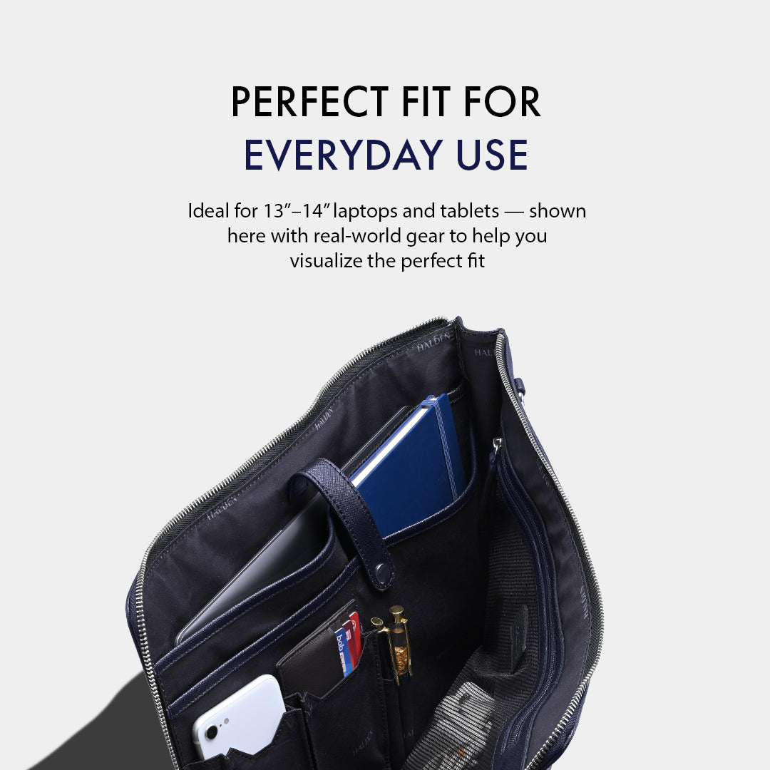 RYDEN BLUE LAPTOP BAG - SAFFIANO