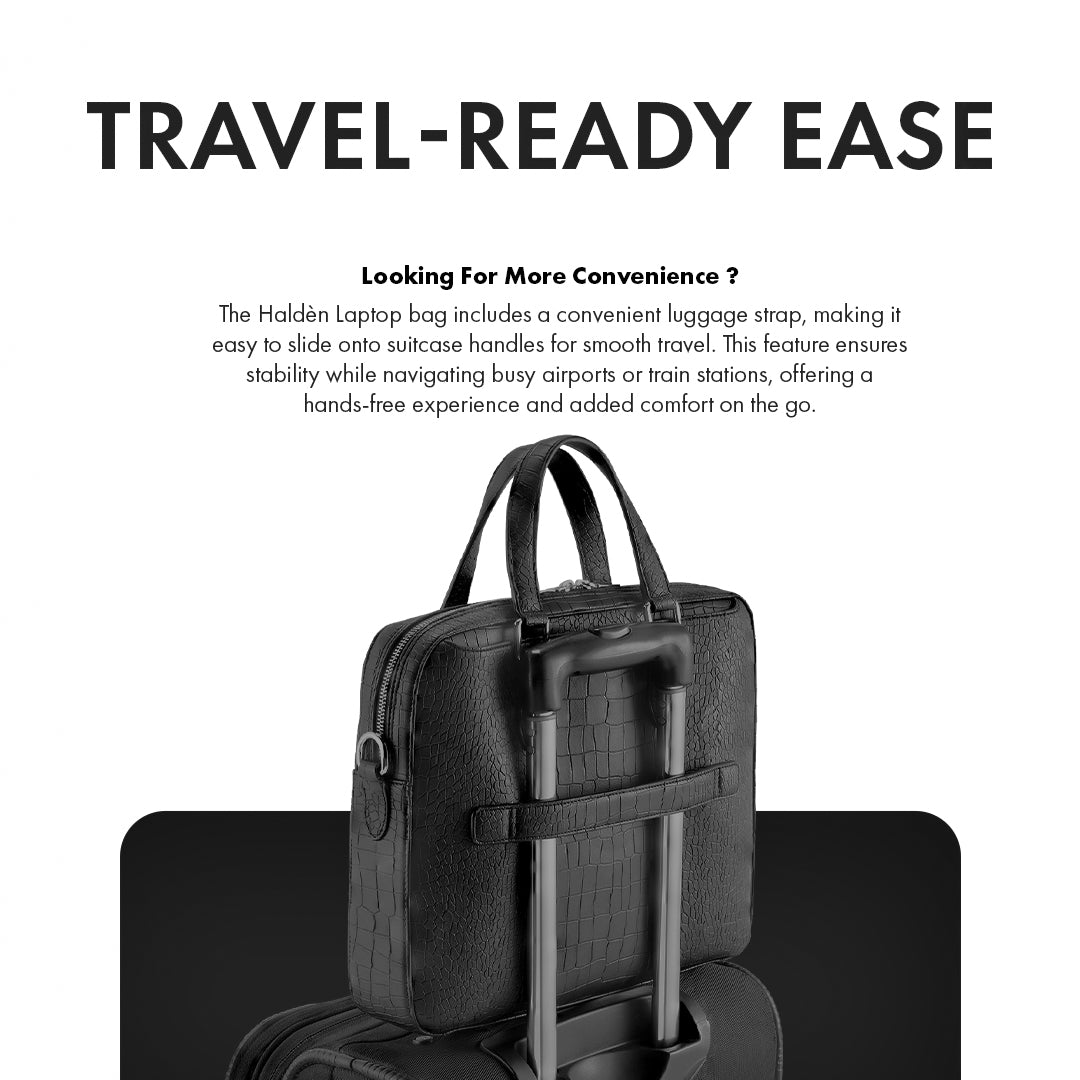 Mayson Black Laptop Bag - Croc