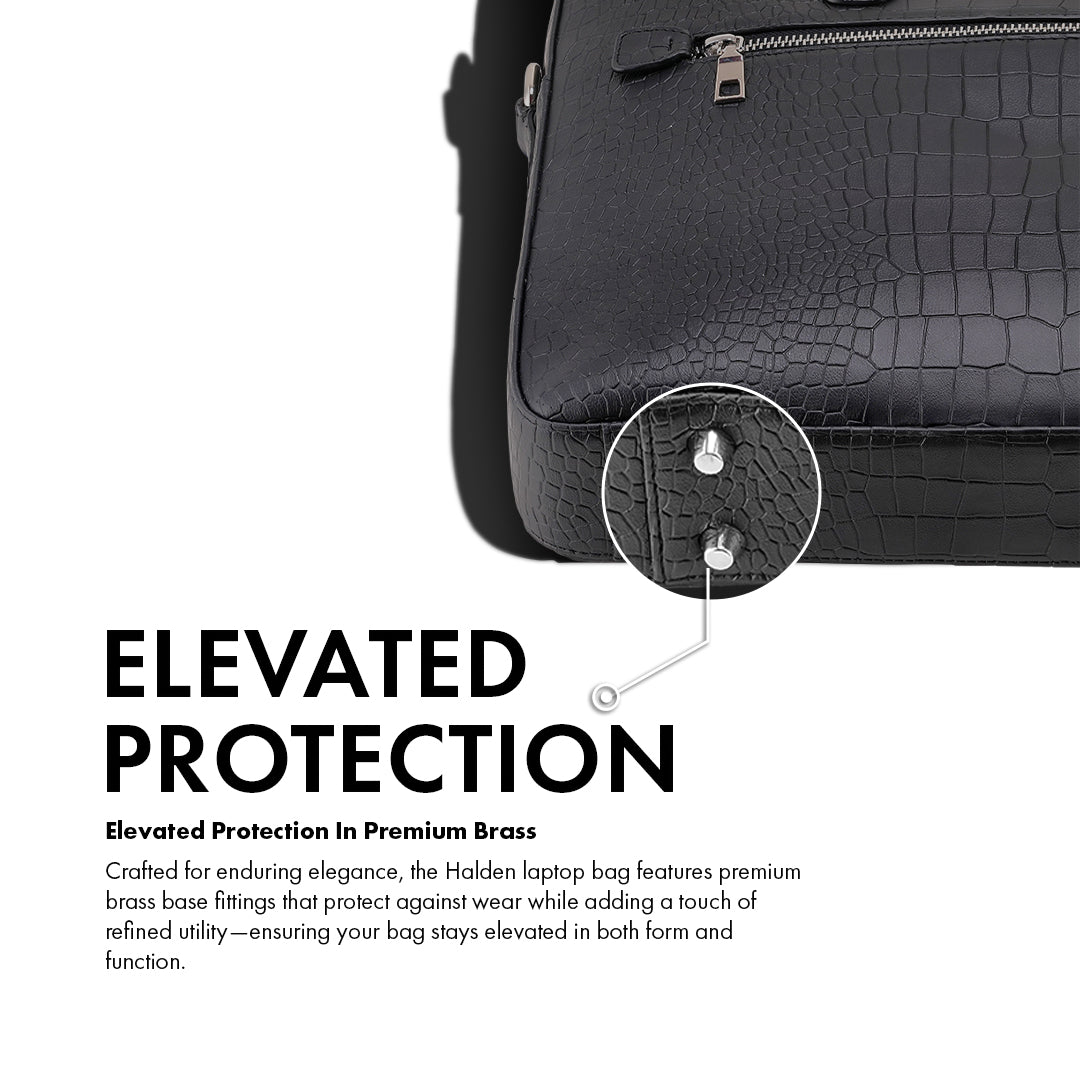 Mayson Black Laptop Bag - Croc