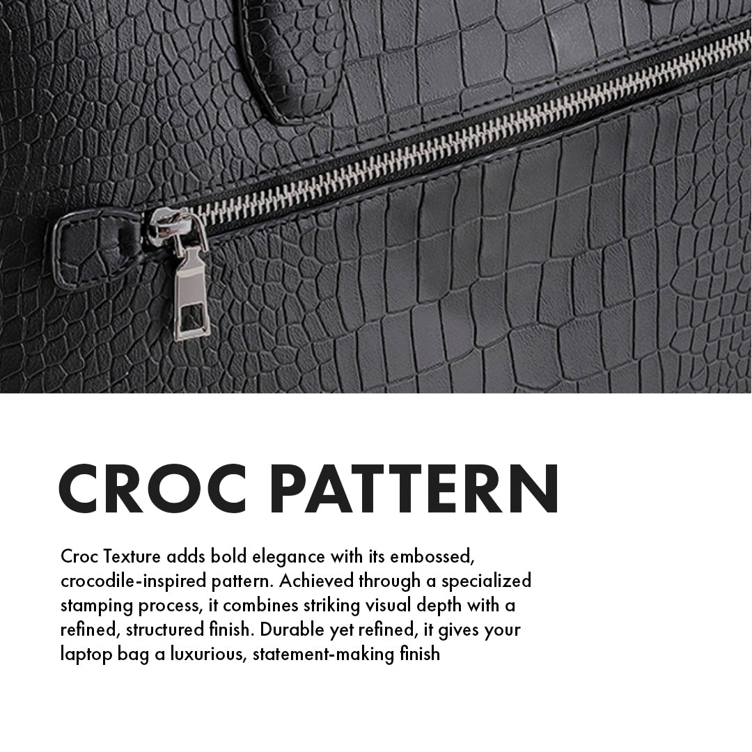 Mayson Black Laptop Bag - Croc