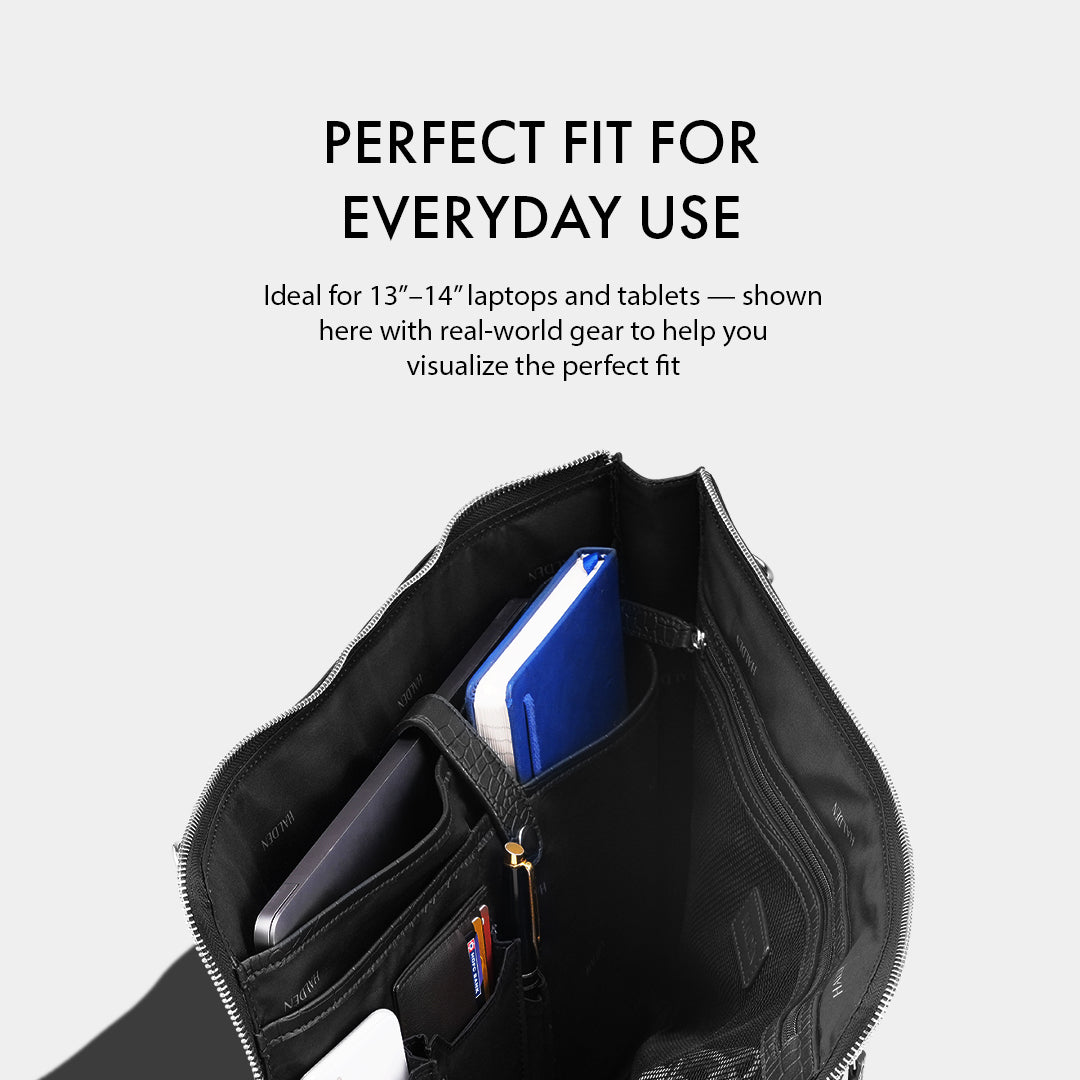 TELON BLACK LAPTOP BAG - CROC