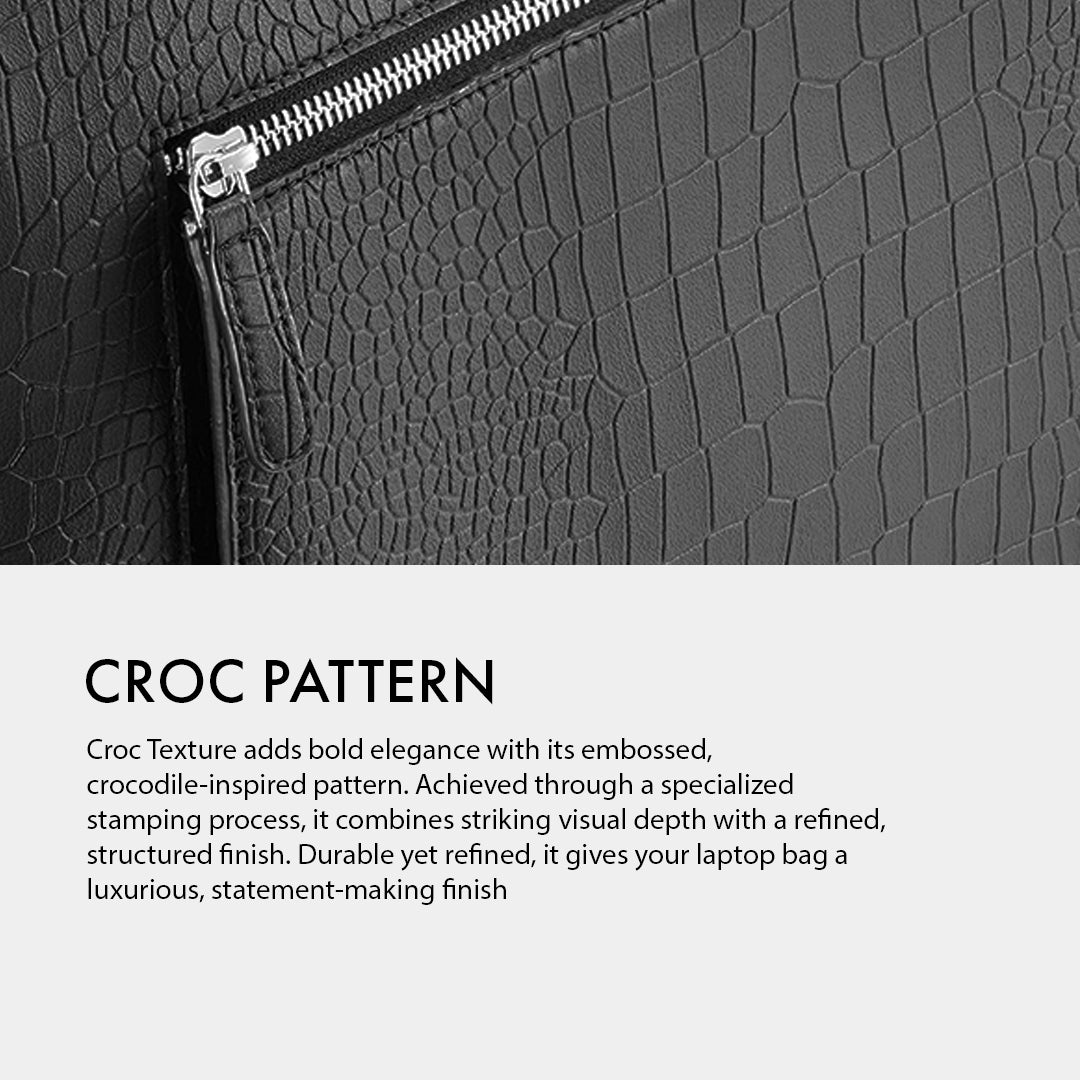TELON BLACK LAPTOP BAG - CROC