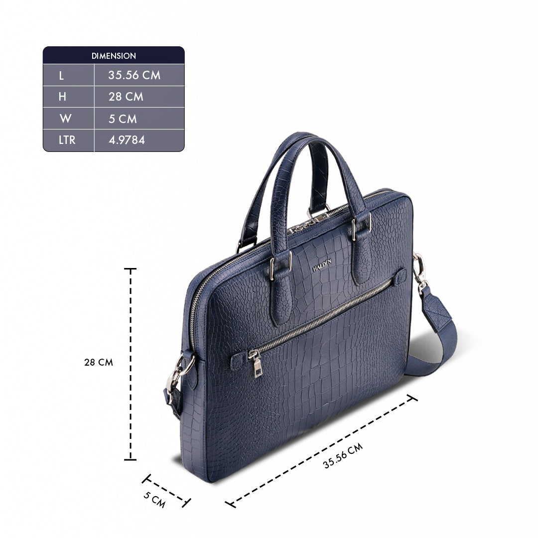 Mayson Blue Laptop Bag - Croc