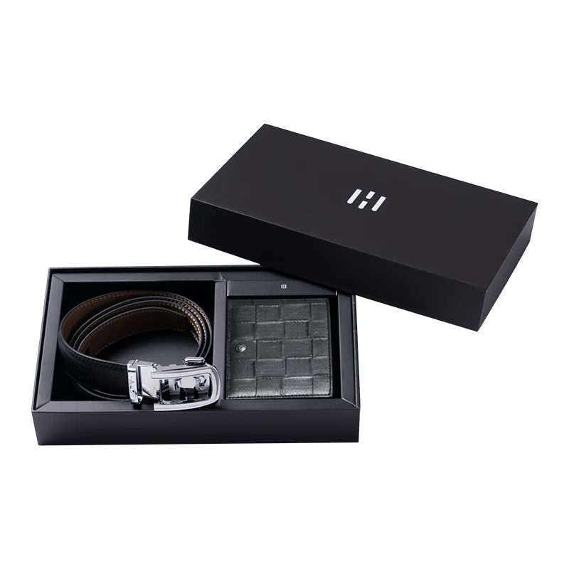 Theo Classic Black Belt + Checks Black Wallet Combo