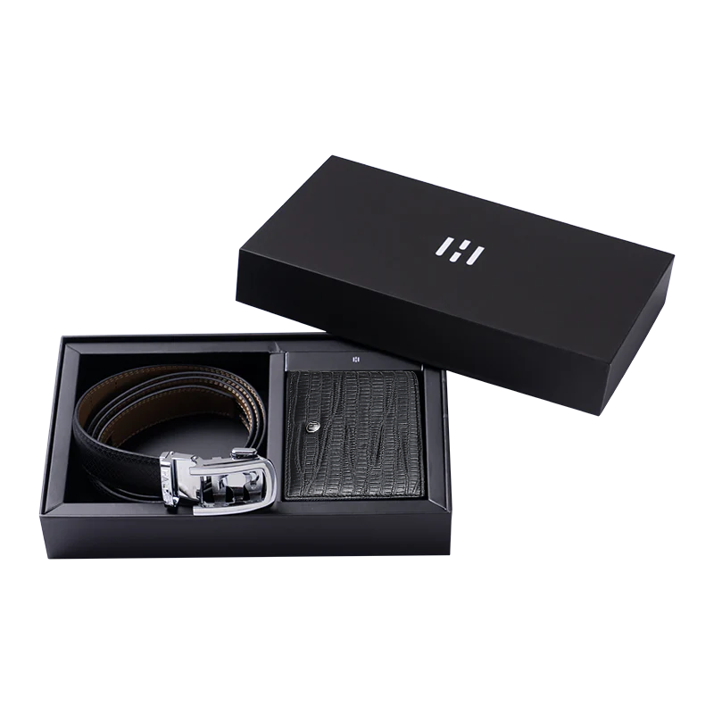 Theo Classic Black Belt + Lizard Black Wallet Combo