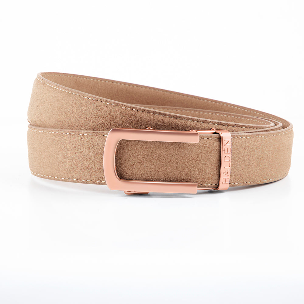 Micro fiber suede light camel with classic buckle