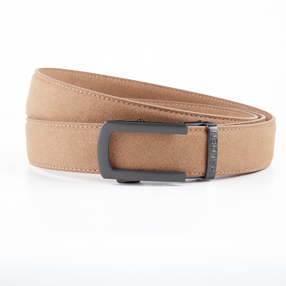 Micro fiber suede light camel with classic buckle